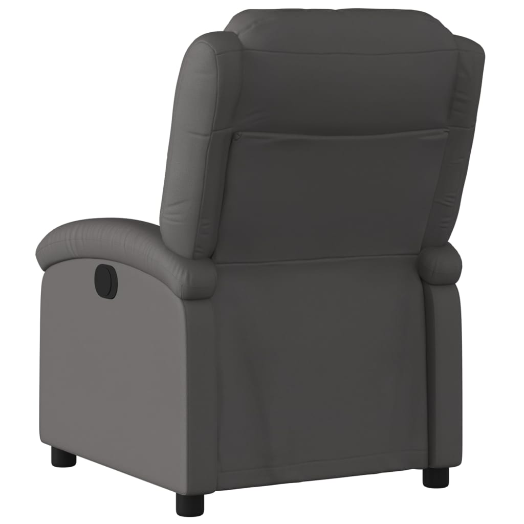 vidaXL Elektrinis atlošiamas krėslas, pilkos spalvos, tikra oda