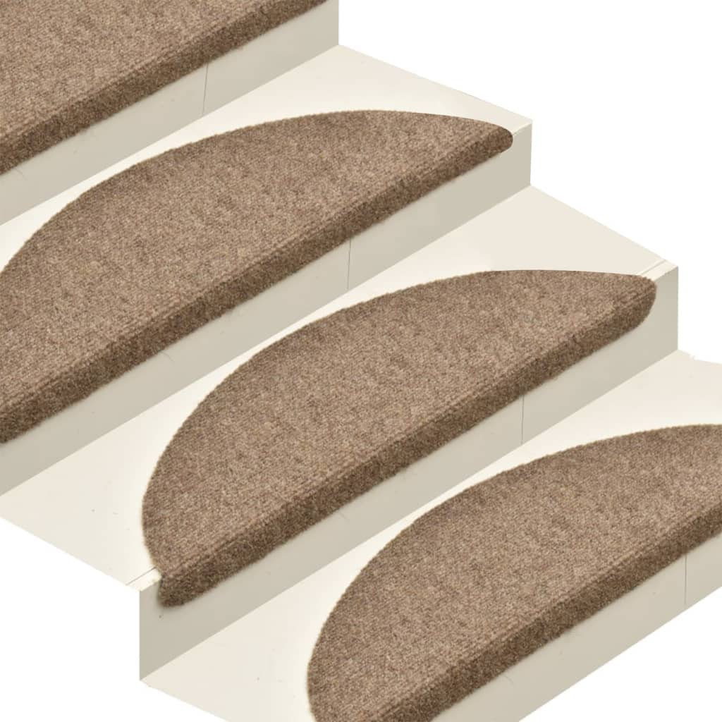 vidaXL Lipnūs laiptų kilimėliai, 15vnt., kreminės spalvos, 56x17x3cm
