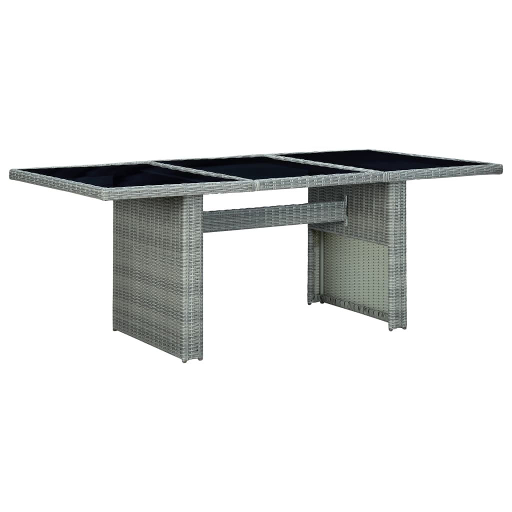 vidaXL Sodo stalas, šviesiai pilkas, poliratanas ir grūdintas stiklas