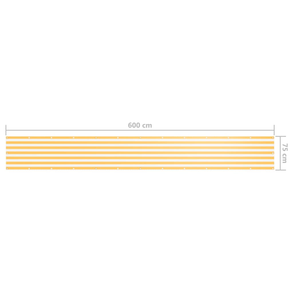 vidaXL Balkono pertvara, balta ir geltona, 75x600cm, oksfordo audinys