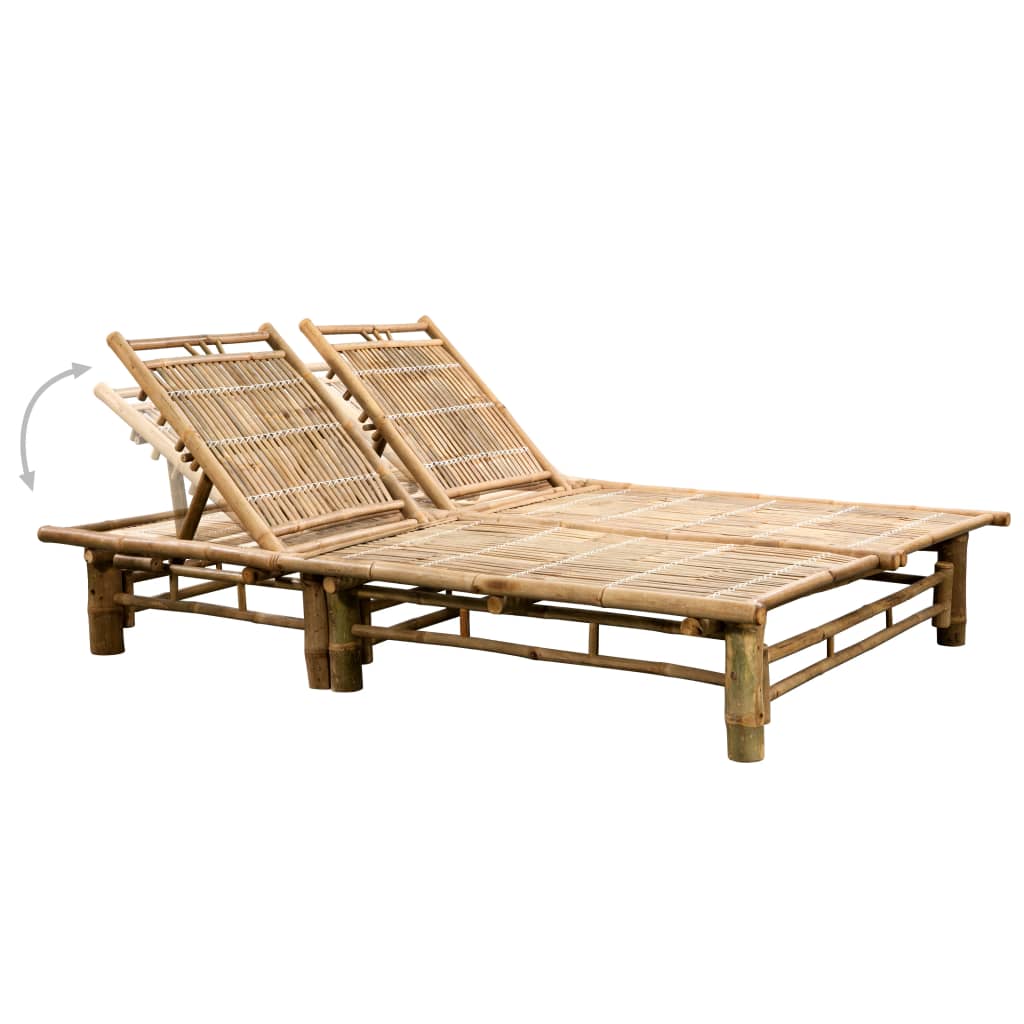 vidaXL Dvivietis saulės gultas su čiužinukais, bambukas