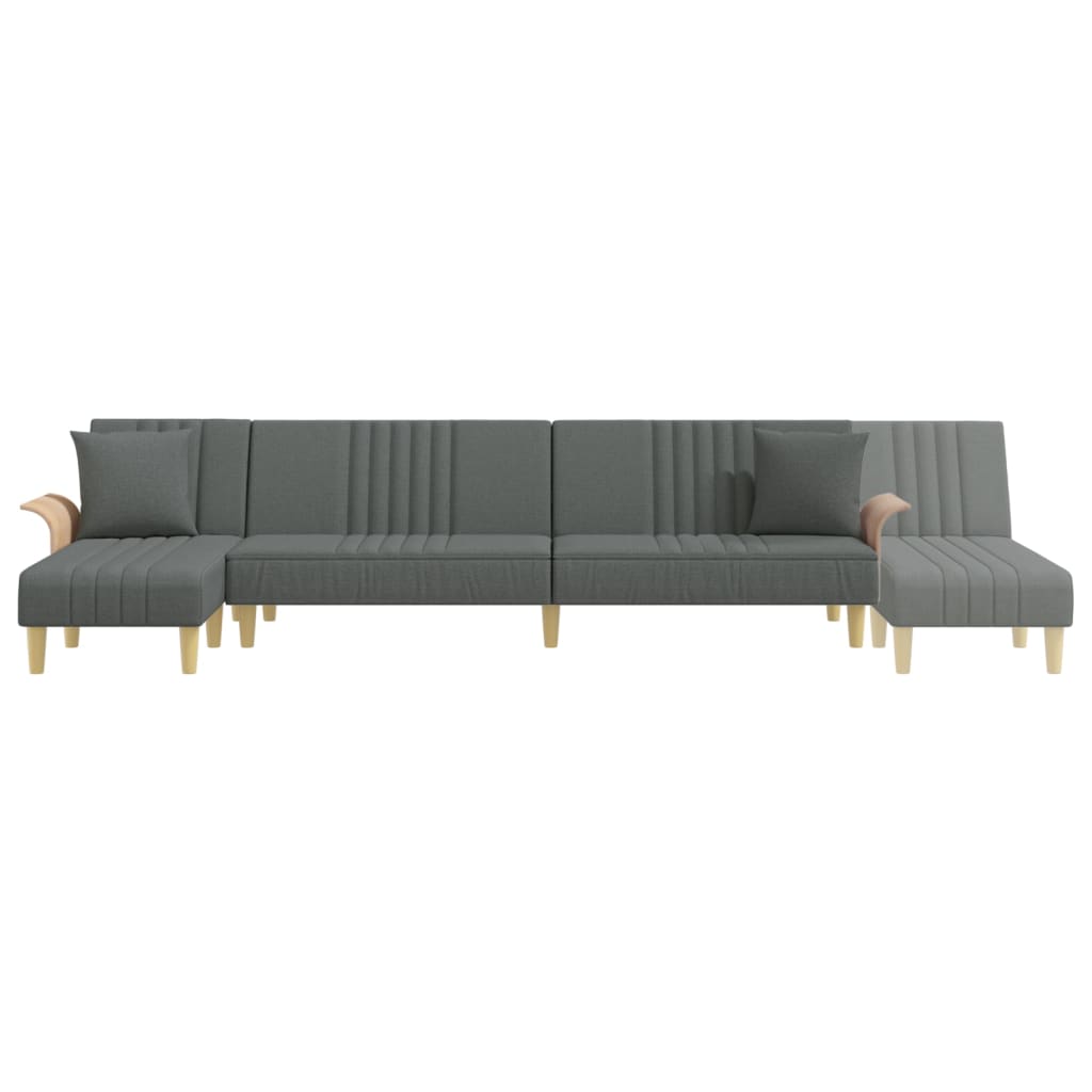 vidaXL L formos sofa-lova, tamsiai pilka, 279x140x70cm, audinys