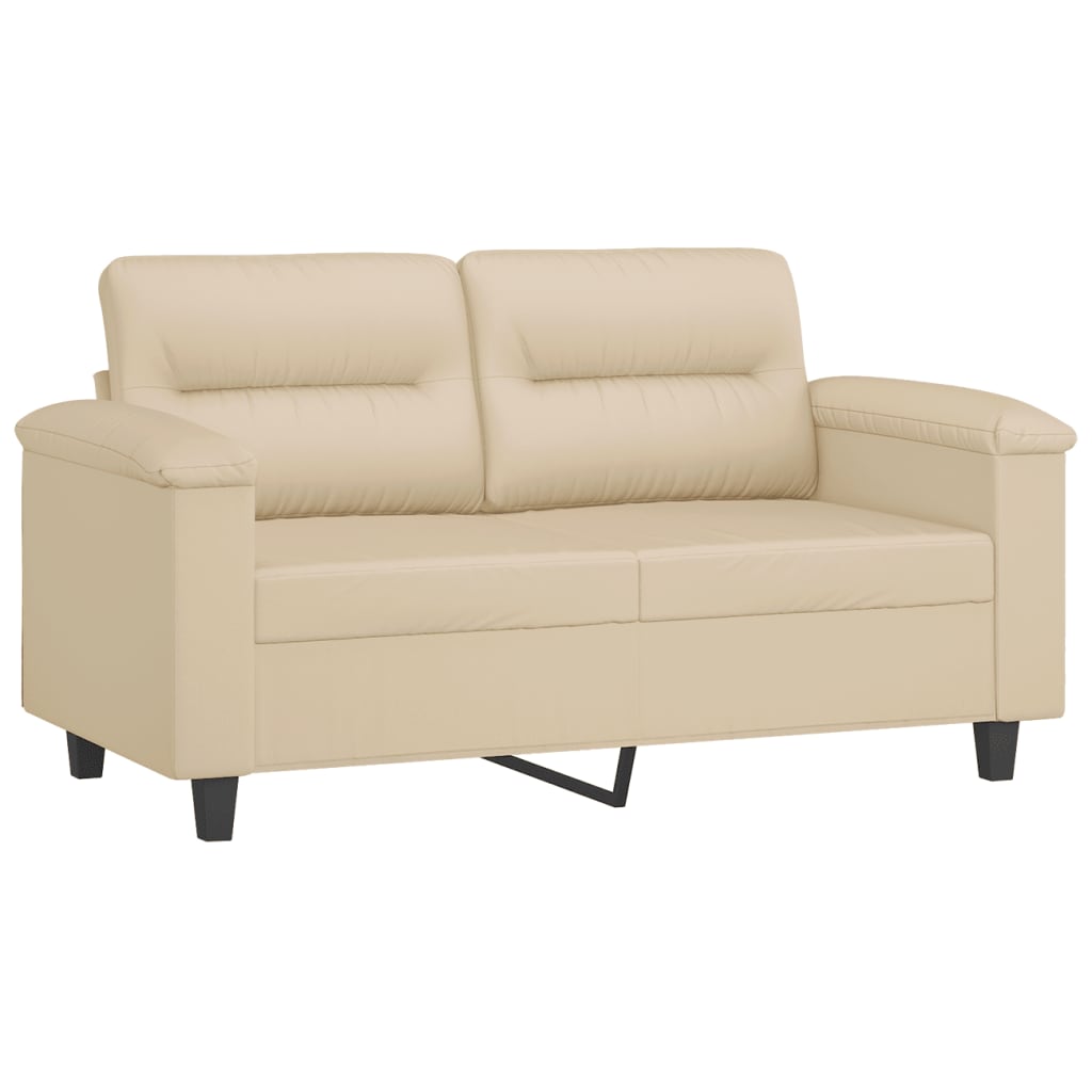 vidaXL Dvivietė sofa su pagalvėmis, kreminė, 120cm, audinys