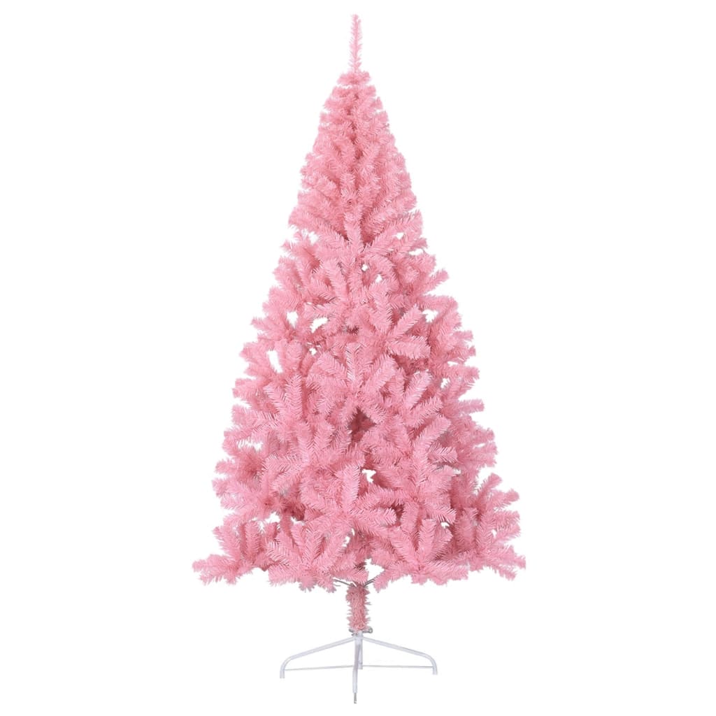 vidaXL Dirbtinė pusinė Kalėdų eglutė su stovu, rožinė, 180cm, PVC