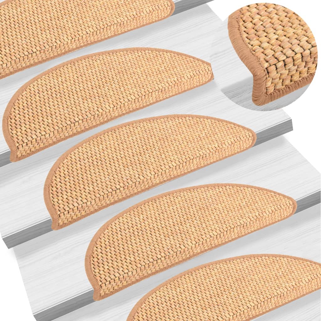 vidaXL Lipnūs laiptų kilimėliai, 15vnt., oranžinės spalvos, 56x17x3cm