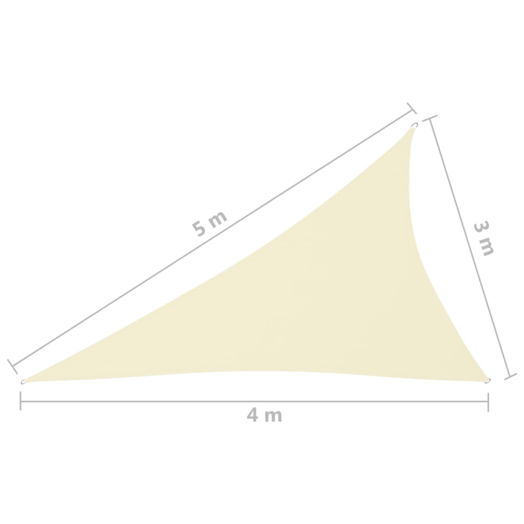 vidaXL Uždanga nuo saulės, kreminė, 3x4x5m, oksfordo audinys, trikampė