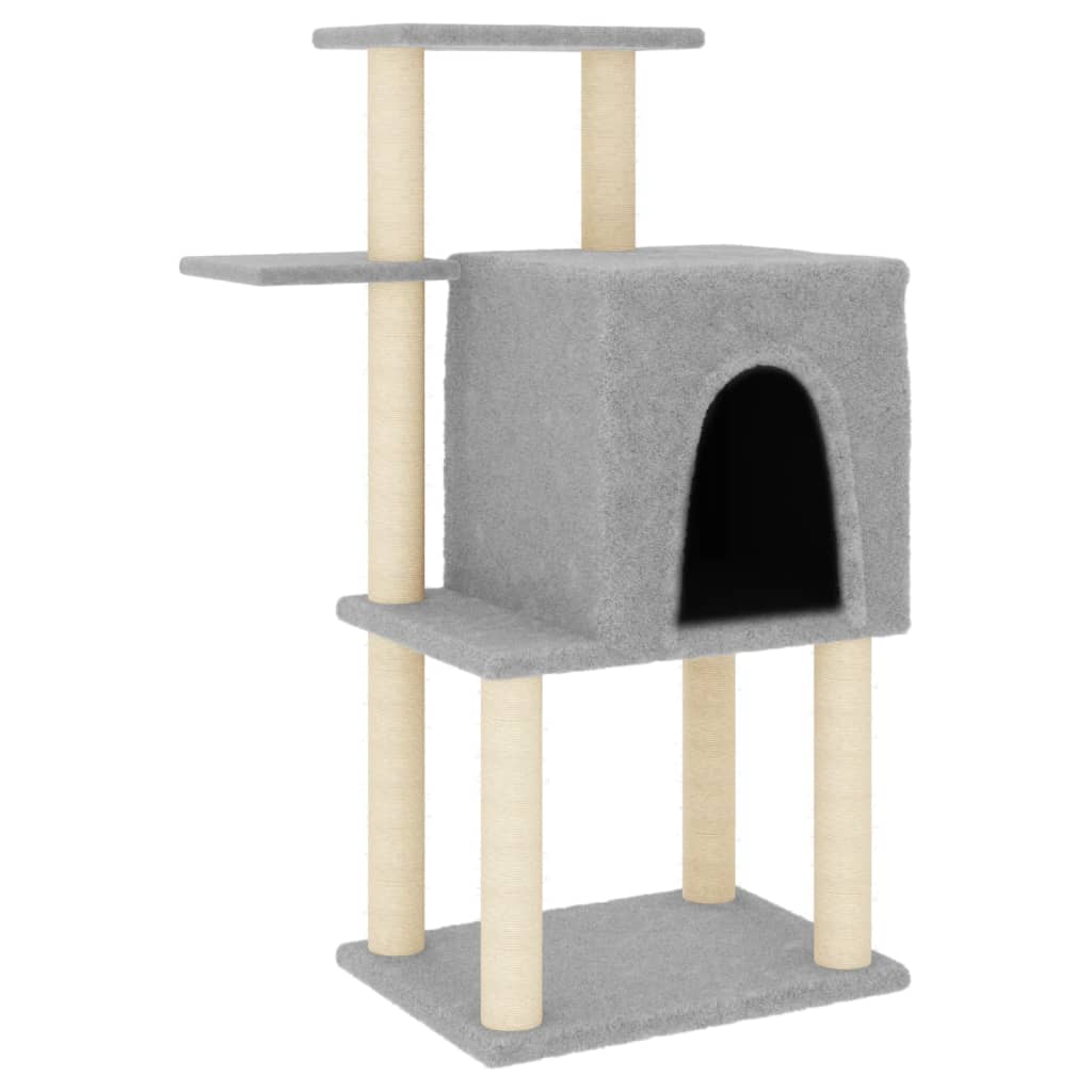 vidaXL Draskyklė katėms su stovais iš sizalio, šviesiai pilka, 97cm