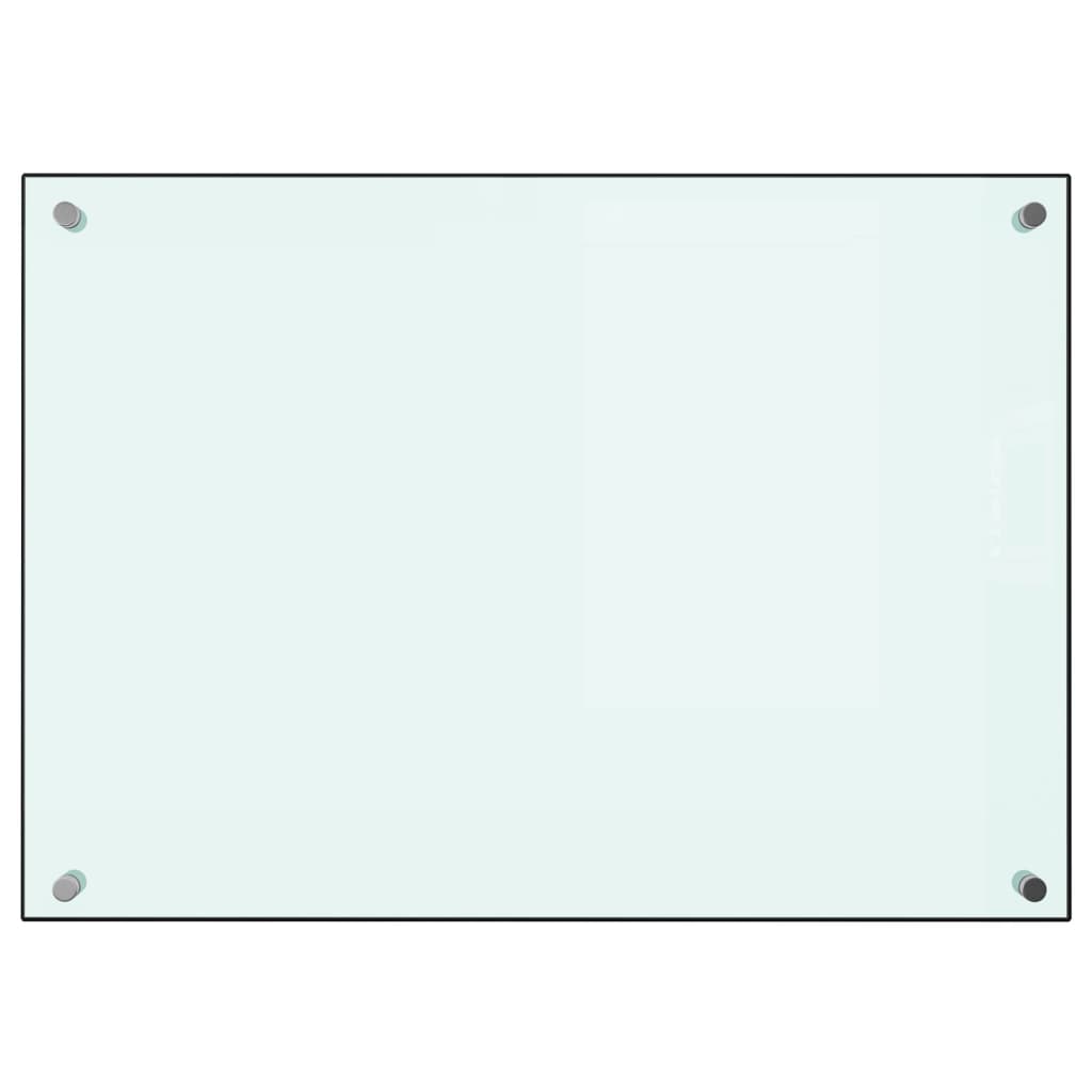 vidaXL Virtuvės sienelė, baltos spalvos, 70x50cm, grūdintas stiklas
