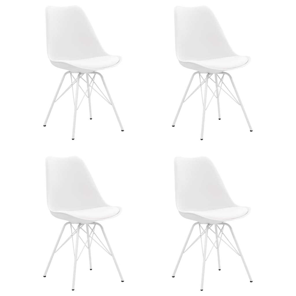 vidaXL Valgomojo kėdės, 4vnt., baltos spalvos, dirbtinė oda