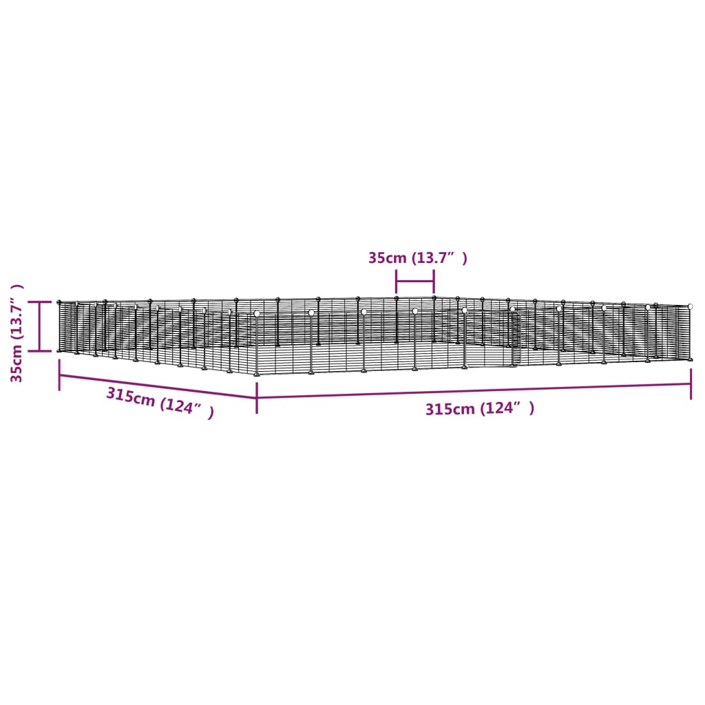 vidaXL Augintinių narvas, 36 segmentai, juodas, 35x35cm, plienas