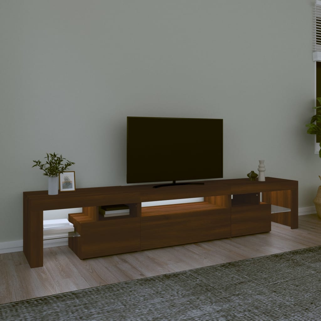 vidaXL Televizoriaus spintelė su LED, ruda ąžuolo, 215x36,5x40cm