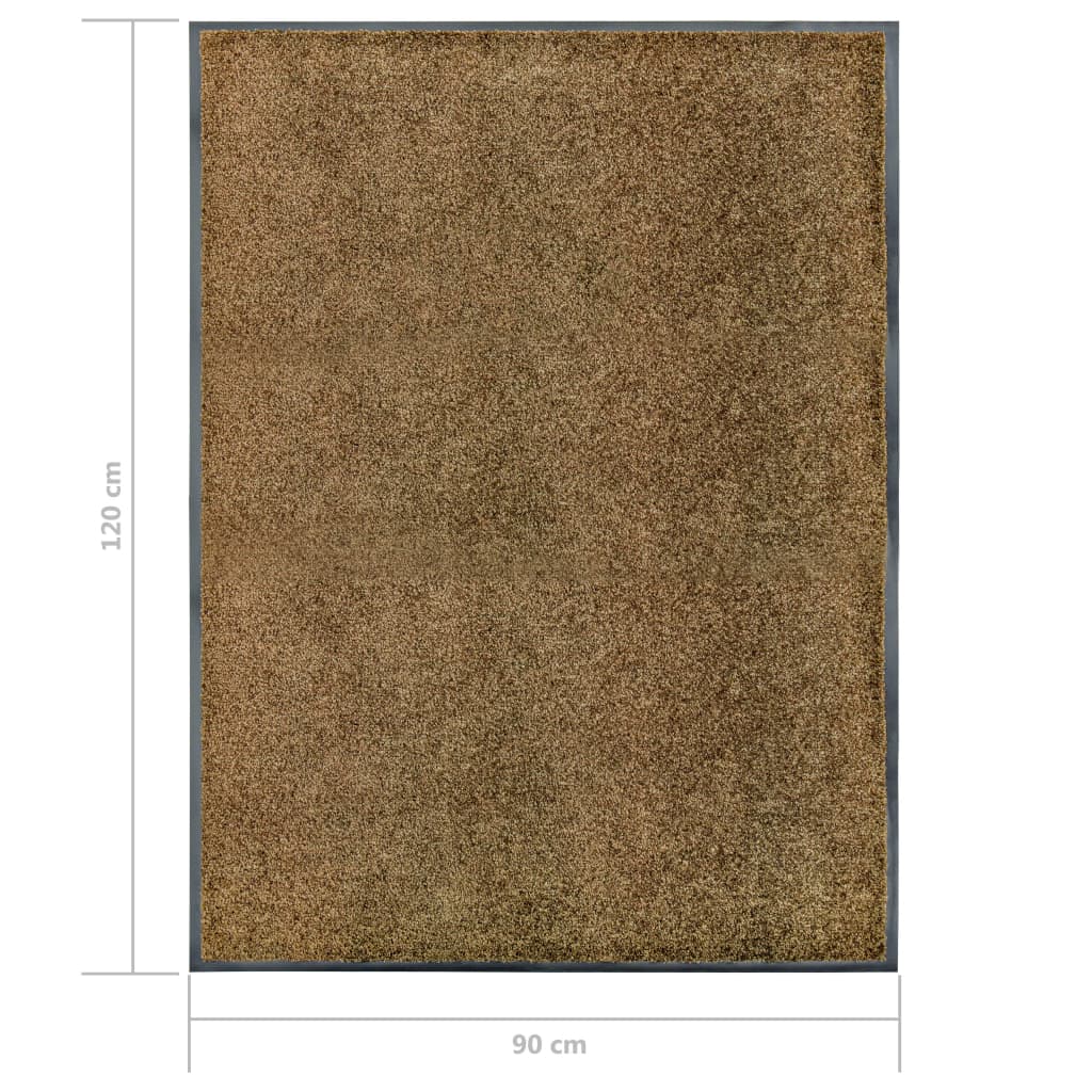 vidaXL Durų kilimėlis, rudos spalvos, 90x120cm, plaunamas