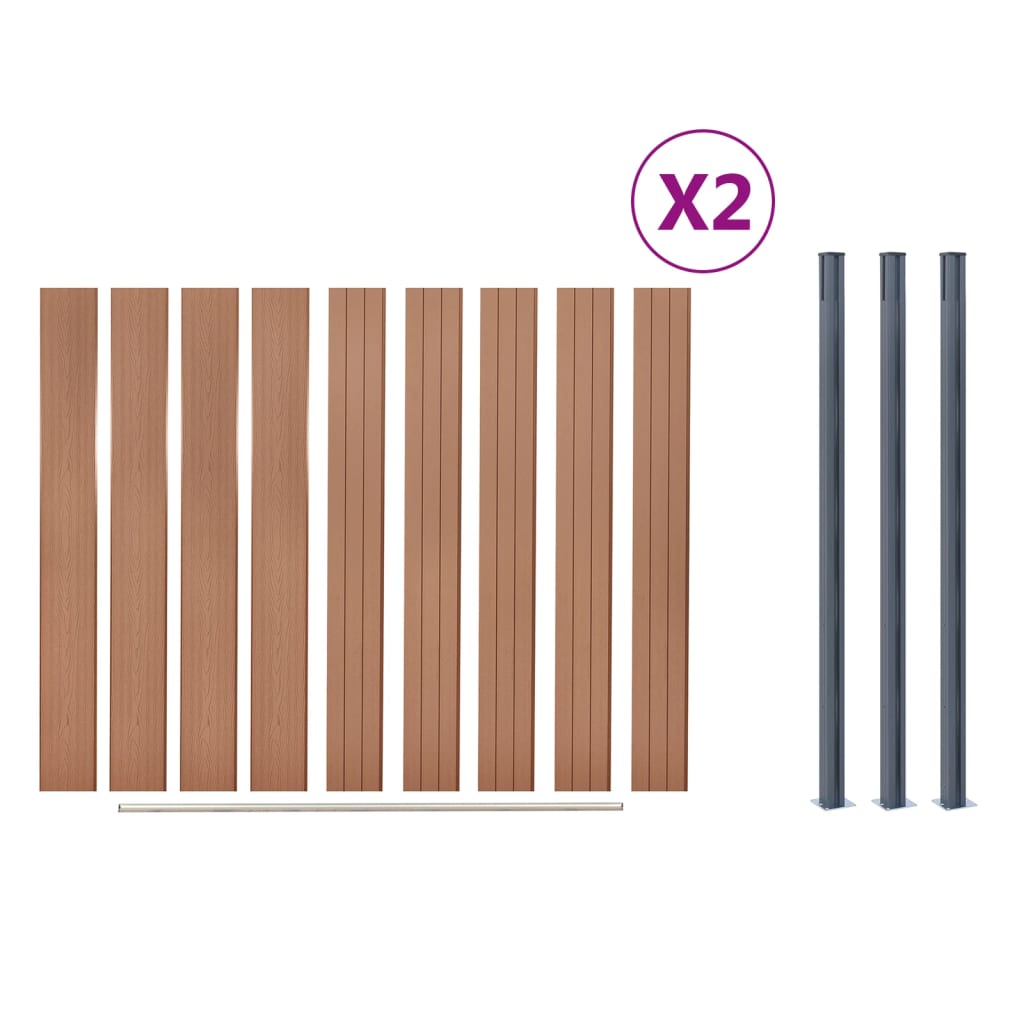 vidaXL Tvoros segmento rinkinys, rudos spalvos, 353x186cm, WPC