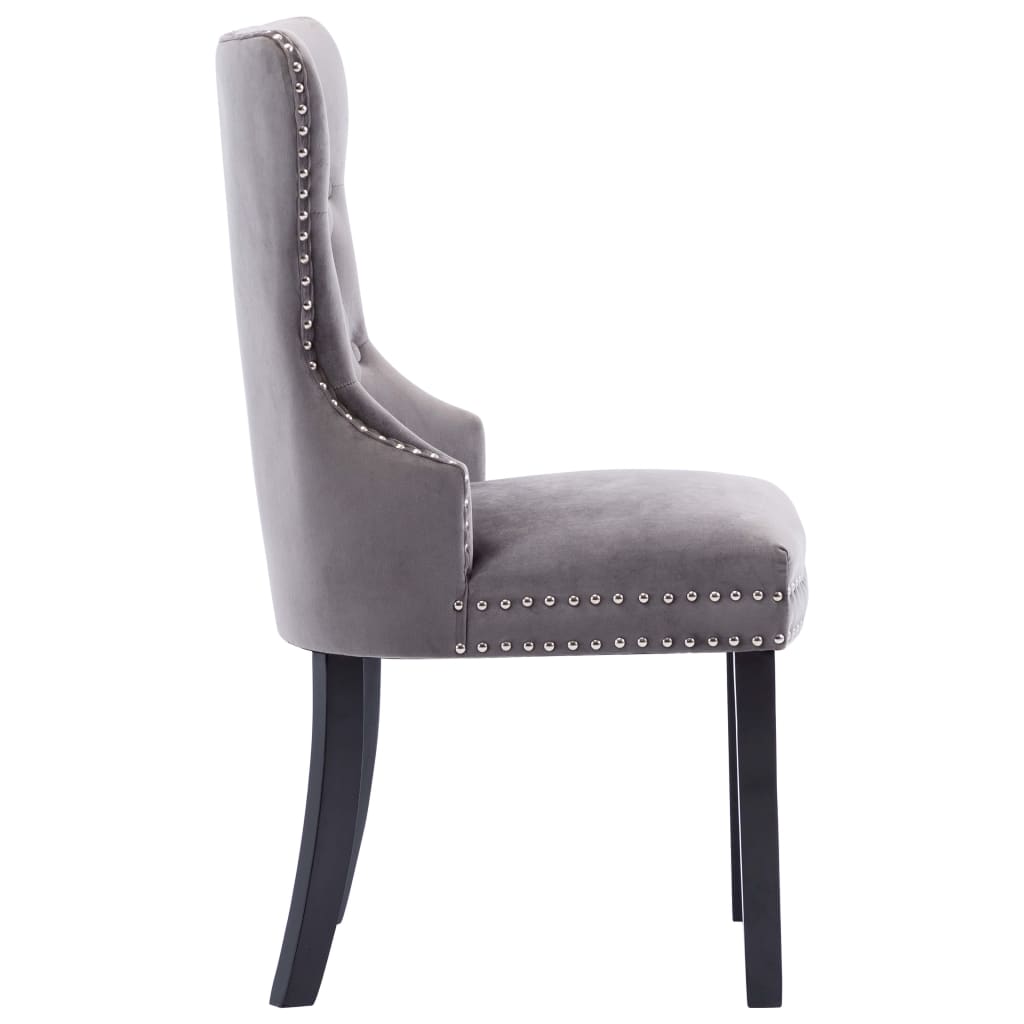 vidaXL Valgomojo kėdės, 6vnt., pilkos spalvos, aksomas