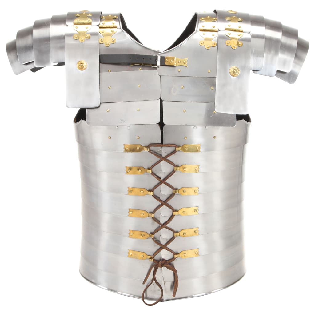 vidaXL Romėnų karių šarvai, sidabriniai, plienas, antikvarinė kopija