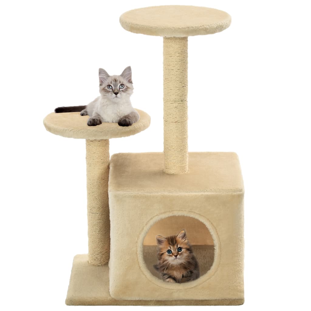 vidaXL Draskyklė katėms su stovais iš sizalio, 60cm, smėlio spalvos