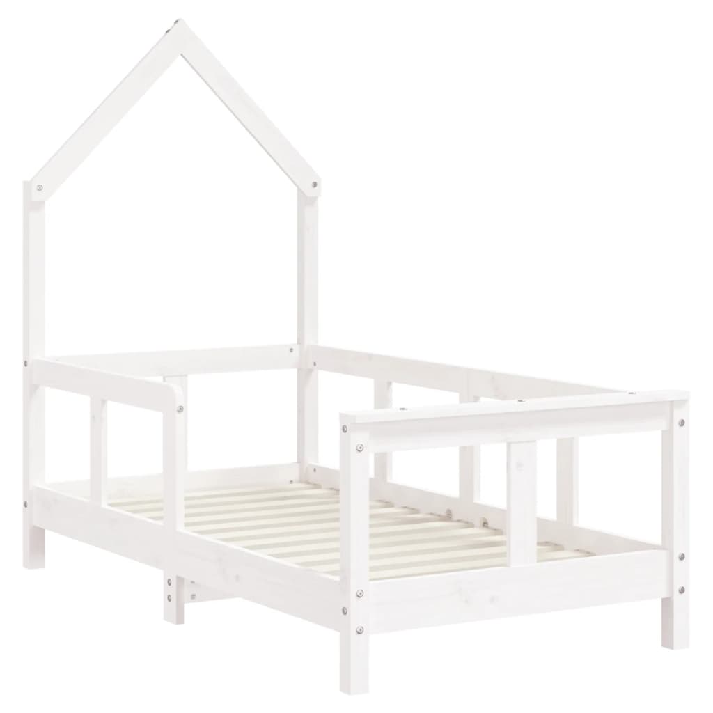 vidaXL Vaikiškos lovos rėmas, baltas, 70x140cm, pušies masyvas