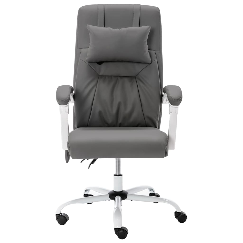 vidaXL Masažinė biuro kėdė, pilkos spalvos, dirbtinė oda