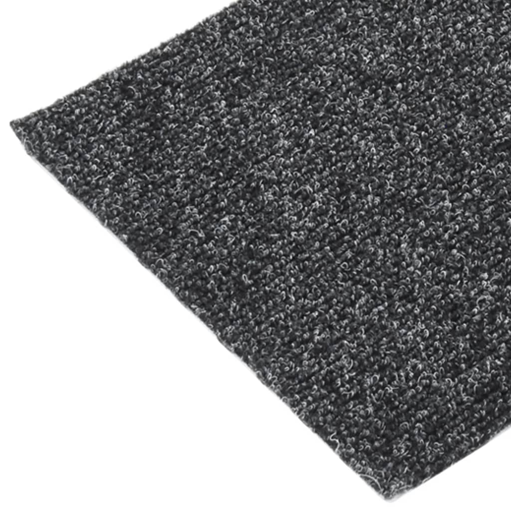 vidaXL Lipnūs laiptų kilimėliai, 15vnt., pilki, 60x25cm, stačiakampiai