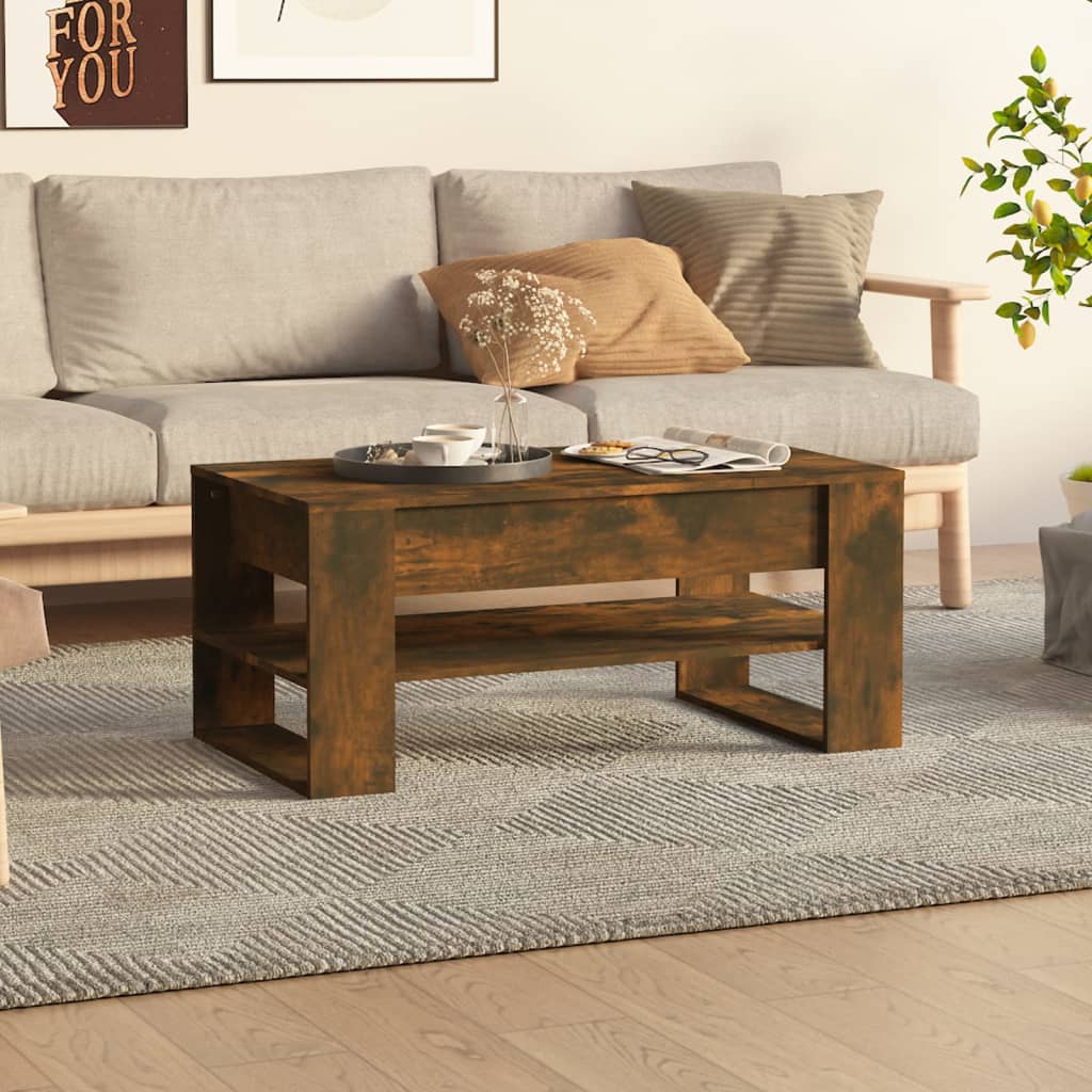 vidaXL Kavos staliukas, dūminio ąžuolo, 102x55x45cm, apdirbta mediena