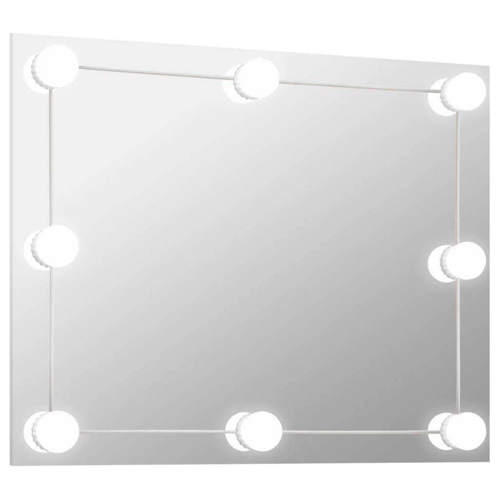vidaXL Sieninis veidrodis su LED lemputėmis, stačiakampis, stiklas