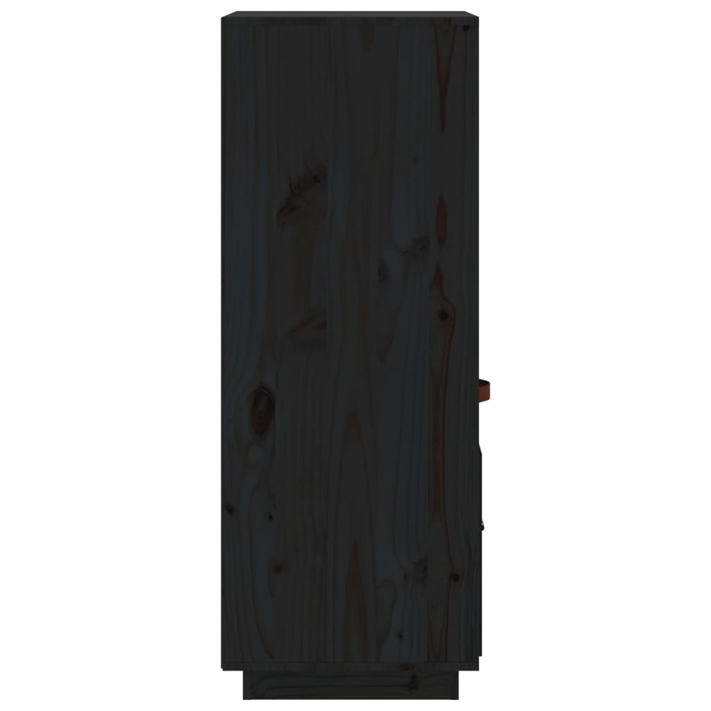 vidaXL Komoda, juoda, 34x40x108,5cm, pušies medienos masyvas