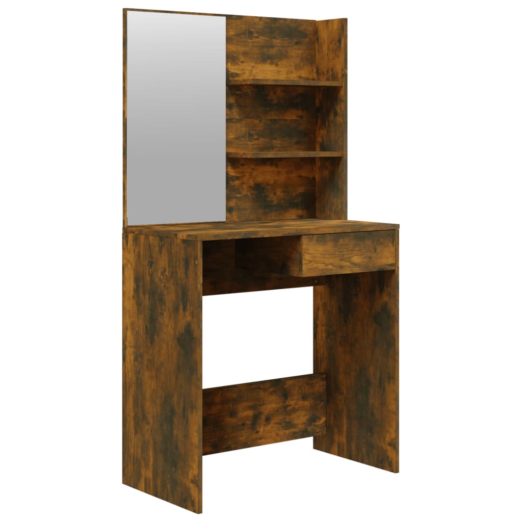 vidaXL Kosmetinis staliukas su veidrodžiu, ąžuolo, 74,5x40x141cm