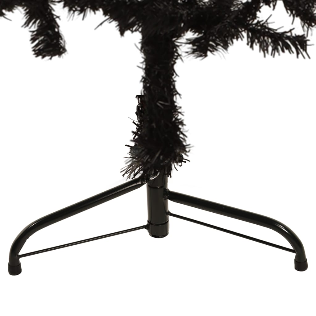 vidaXL Siaura dirbtinė pusinė Kalėdų eglutė su stovu, juoda, 150cm