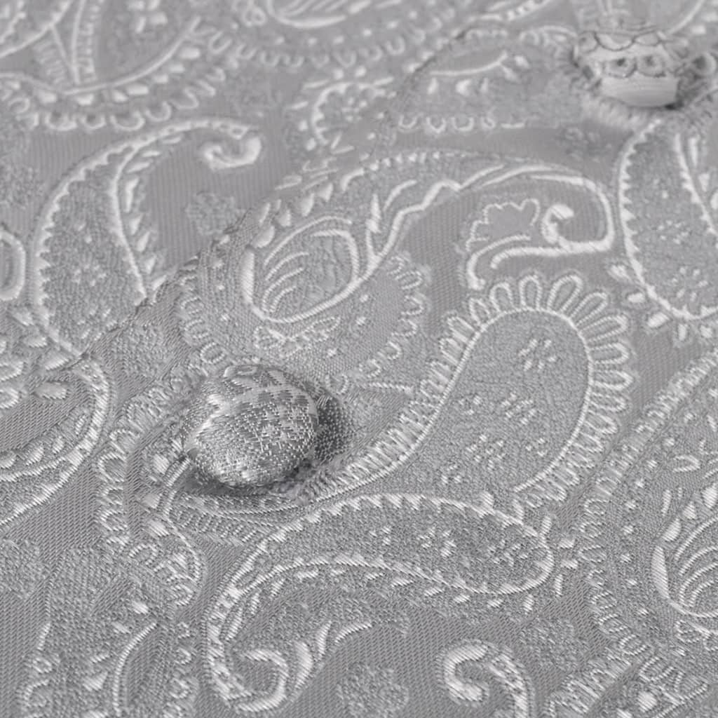 130834 Men's Paisley Wedding Waistcoat Set Size 50 Silver