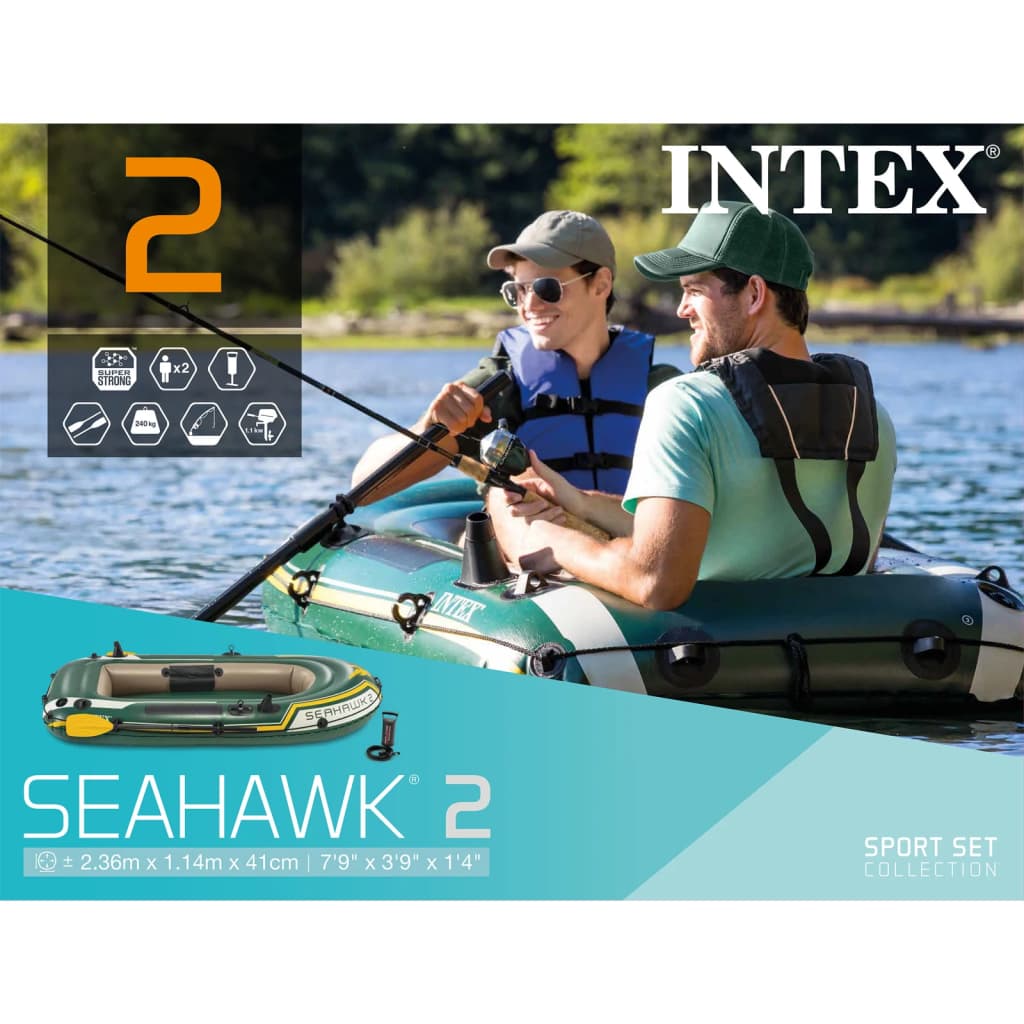 Intex Seahawk 2 Pripučiama valtis su irklais ir pompa, 68347NP