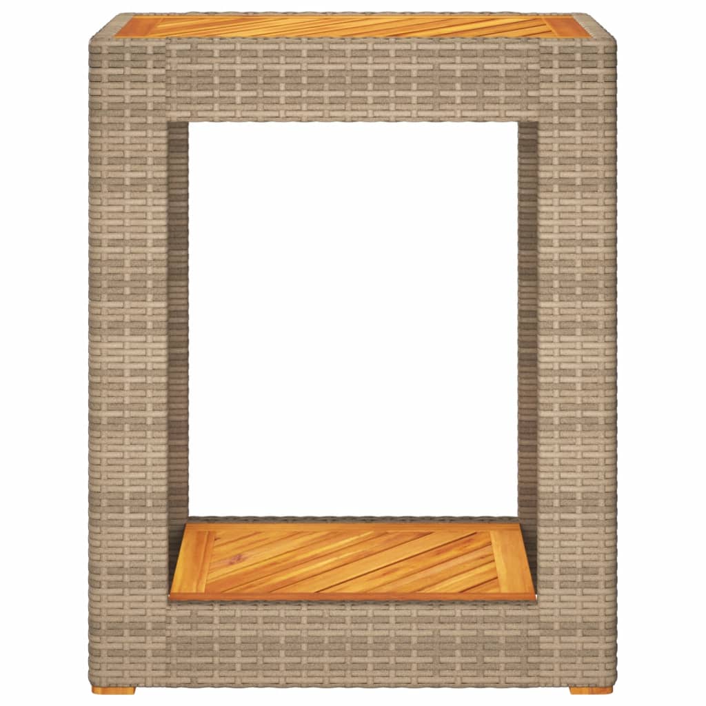 vidaXL Stalas su mediniu stalviršiu, smėlio, 60x40x75cm, poliratanas