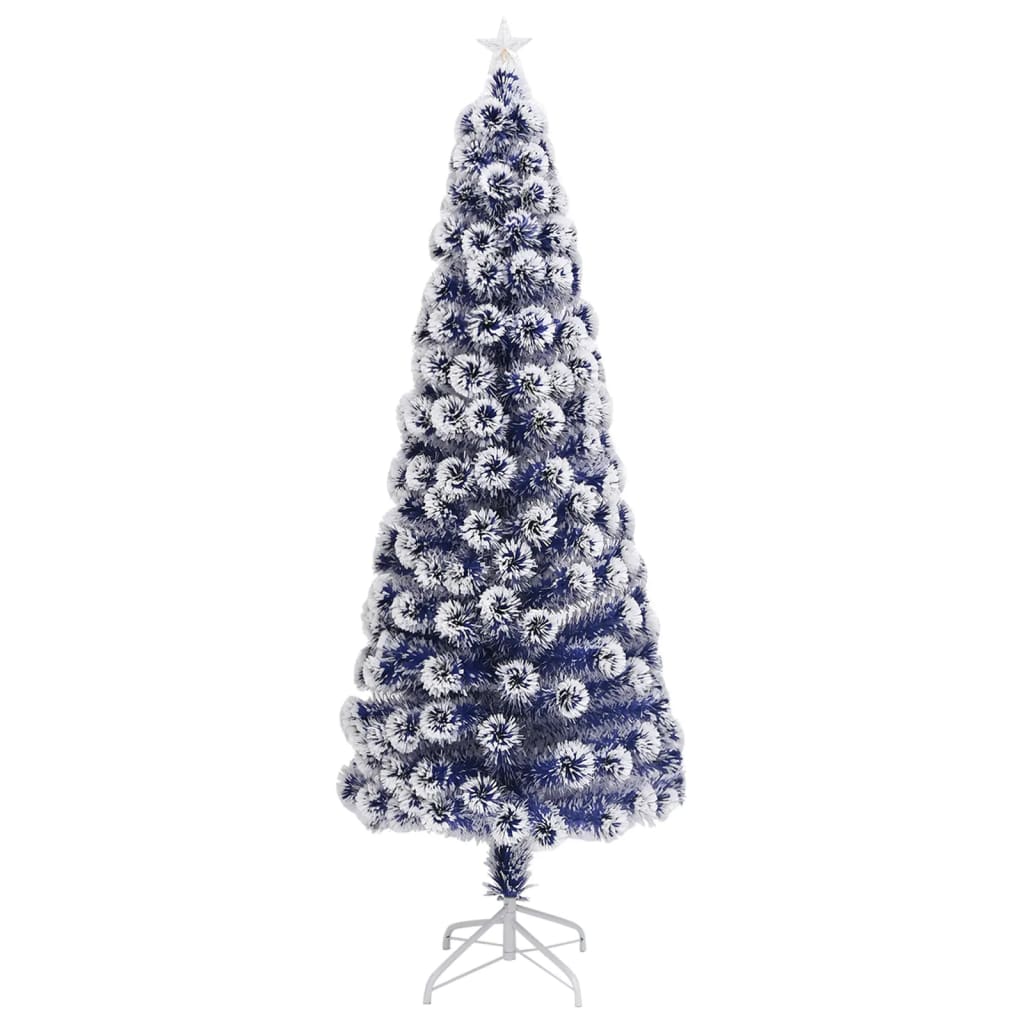 vidaXL Dirbtinė Kalėdų eglutė, balta/mėlyna, 240cm, optinis pluoštas