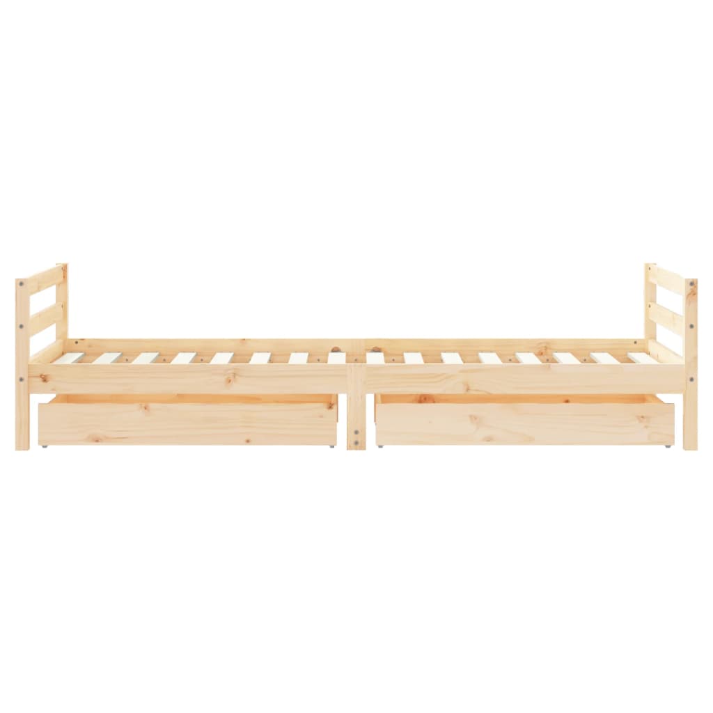 vidaXL Vaikiškos lovos rėmas su stalčiais, 80x200cm, pušies masyvas