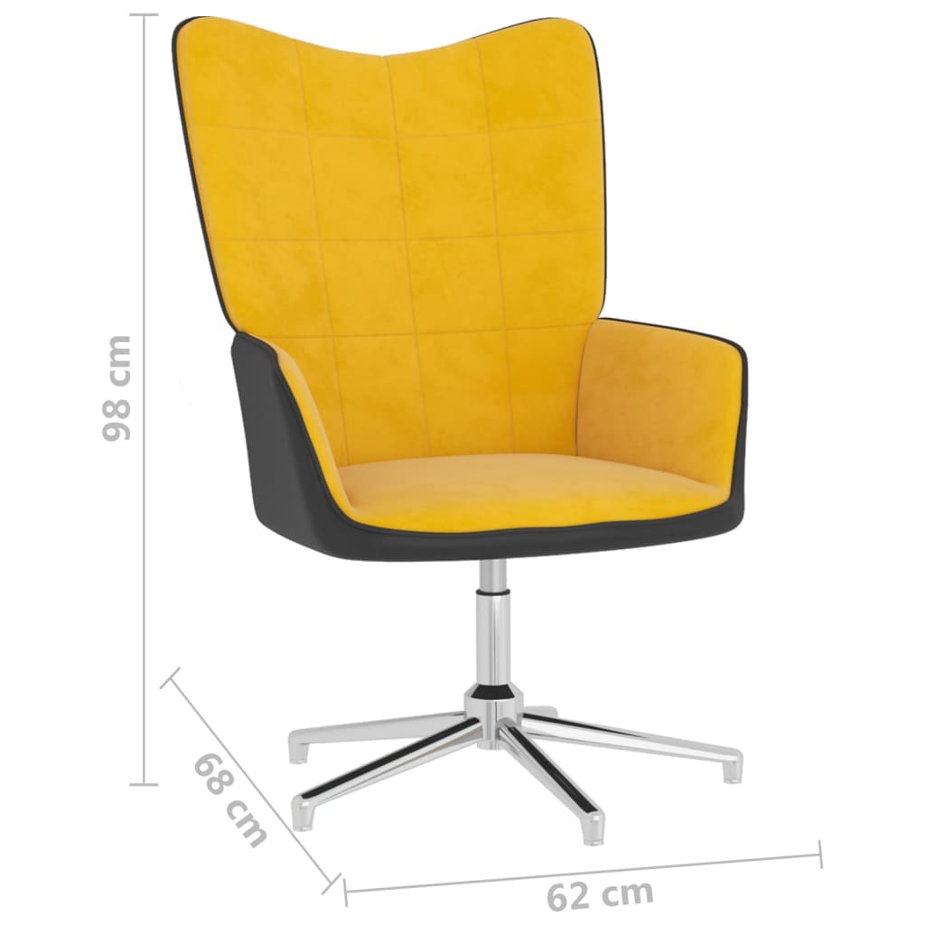 vidaXL Poilsio kėdė su pakoja, garstyčių geltona, aksomas ir PVC