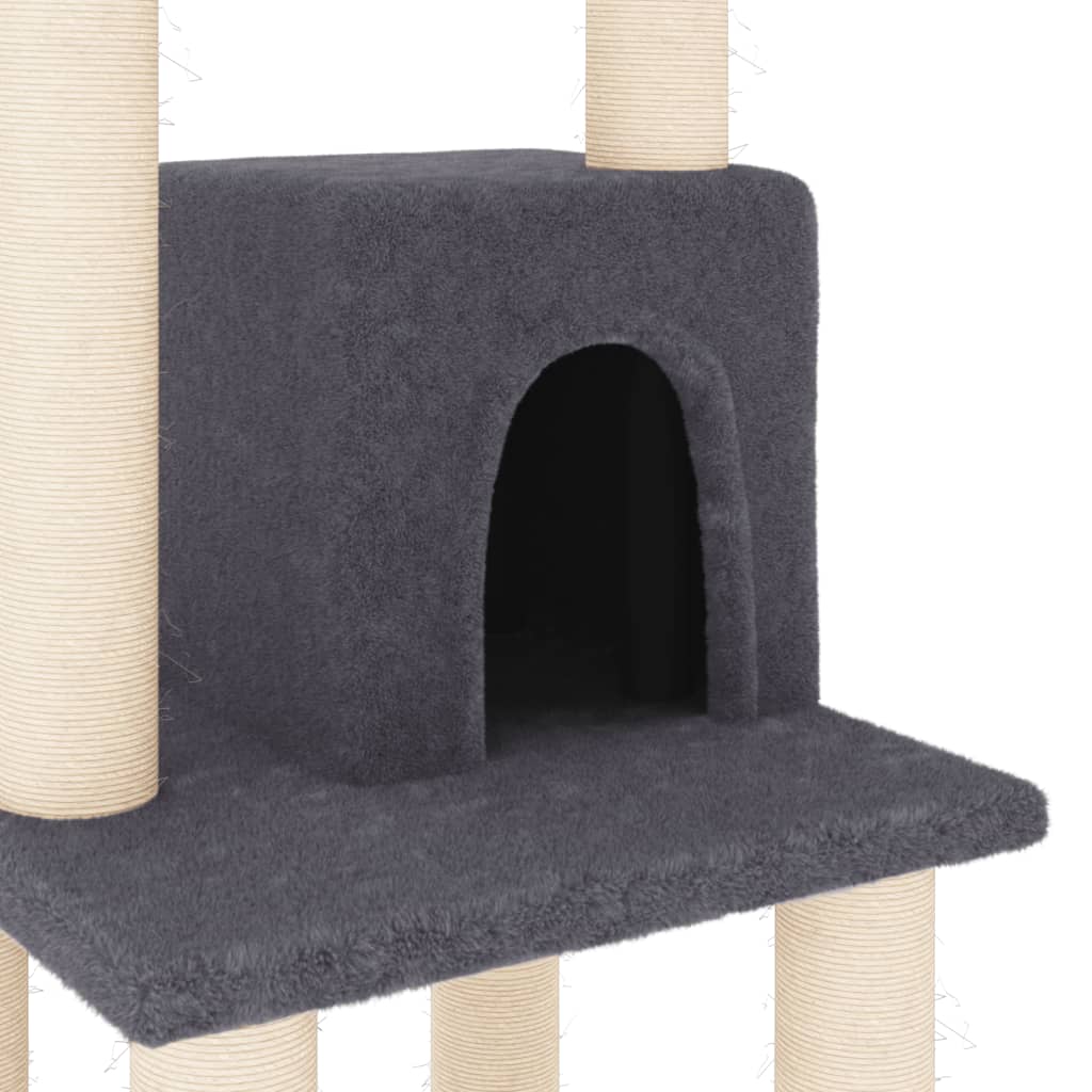 vidaXL Draskyklė katėms su stovais iš sizalio, tamsiai pilka, 105cm