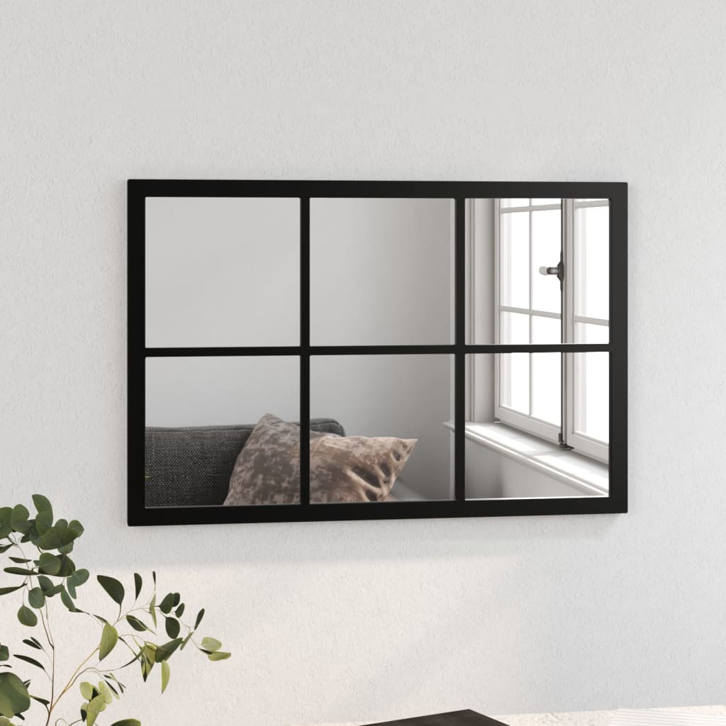 vidaXL Sieninis veidrodis, juodos spalvos, 60x40cm, metalas