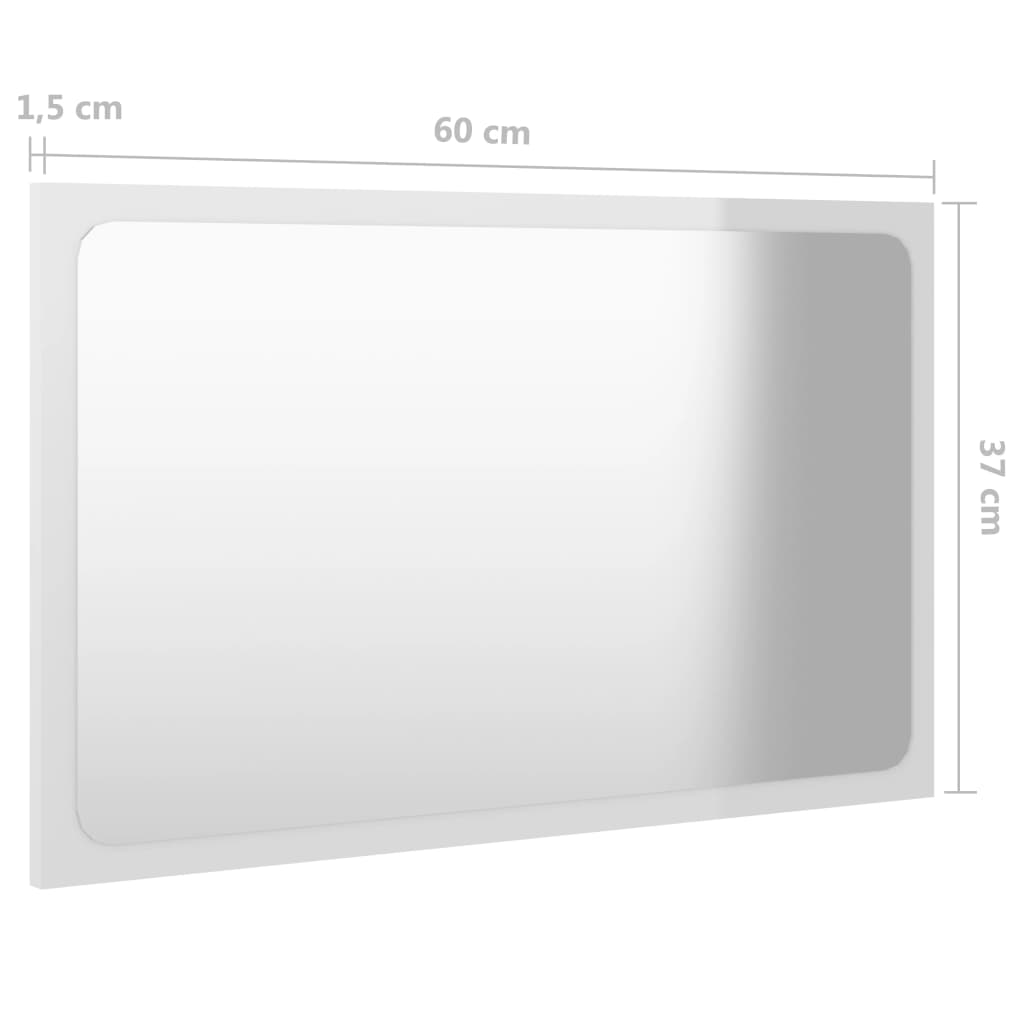 vidaXL Vonios kambario veidrodis, baltas, 60x1,5x37cm, MDP, blizgus