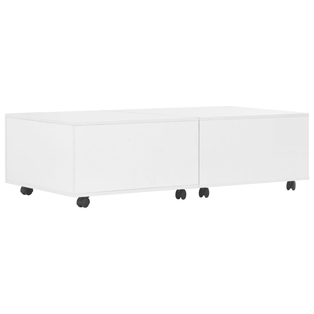 vidaXL Kavos staliukas, baltos spalvos, 120x60x35 cm, labai blizgus