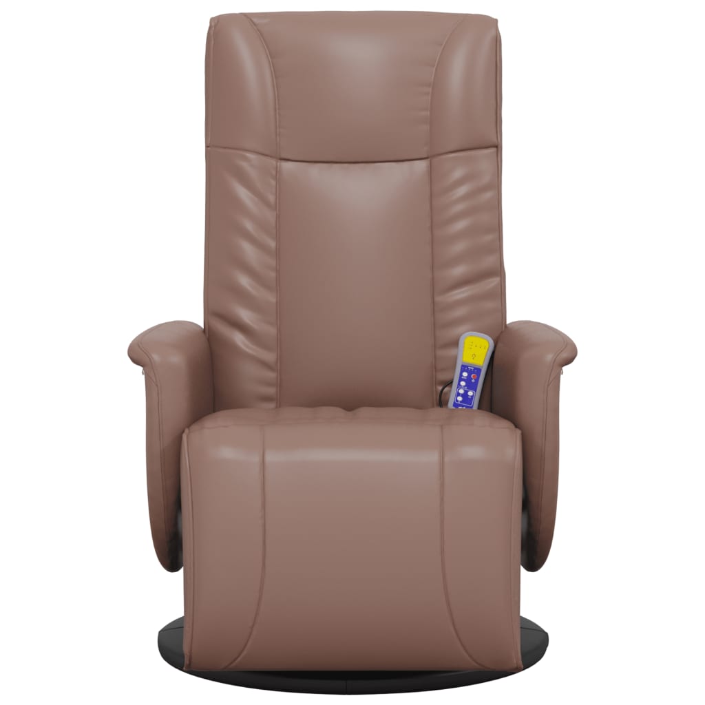 vidaXL Atlošiama masažinė kėdė su pakoja, rudos spalvos, dirbtinė oda