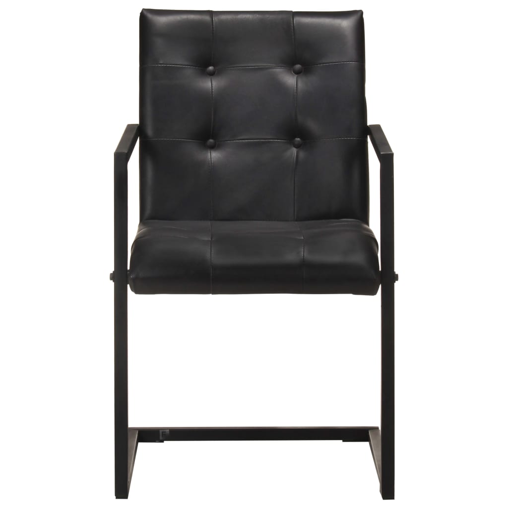 vidaXL Gembinės valgomojo kėdės, 6vnt., juodos spalvos, tikra oda