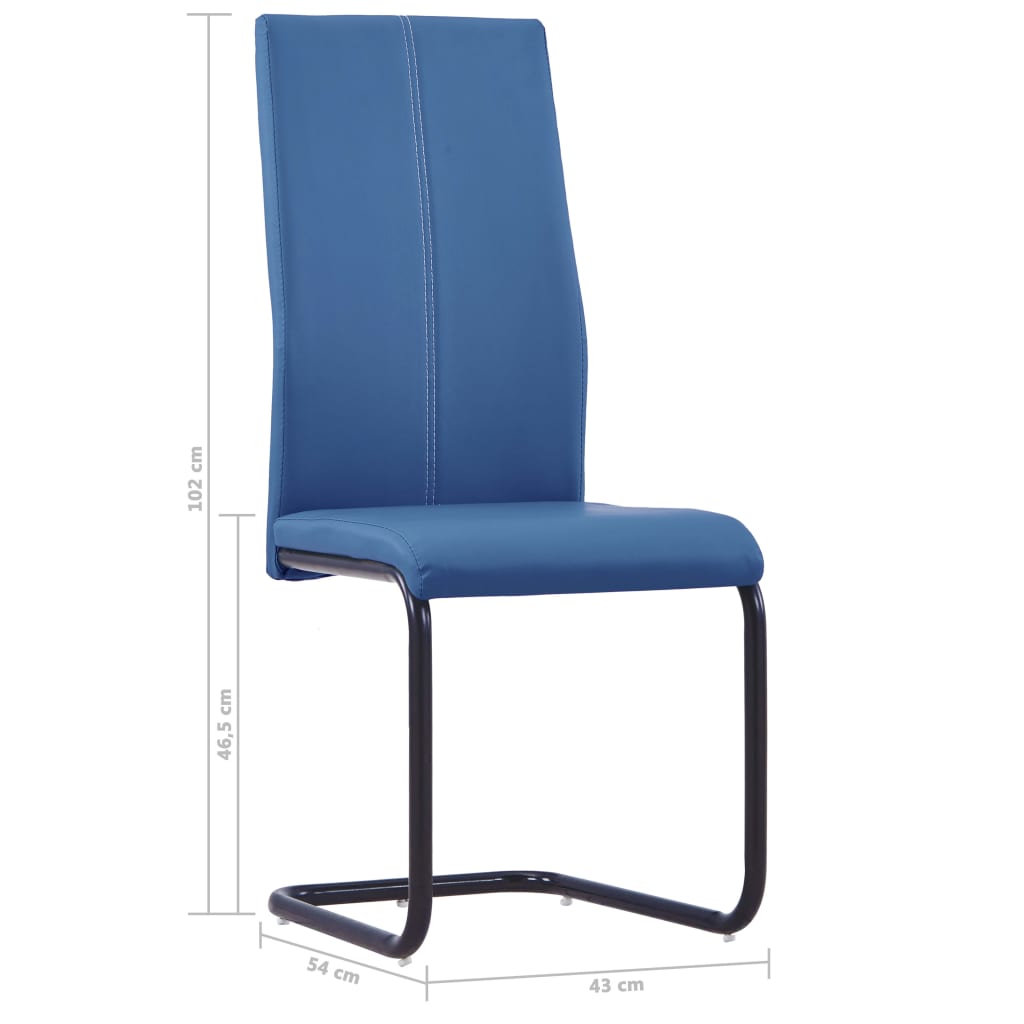 vidaXL Gembinės valgomojo kėdės, 6 vnt., mėlynos, dirbtinė oda