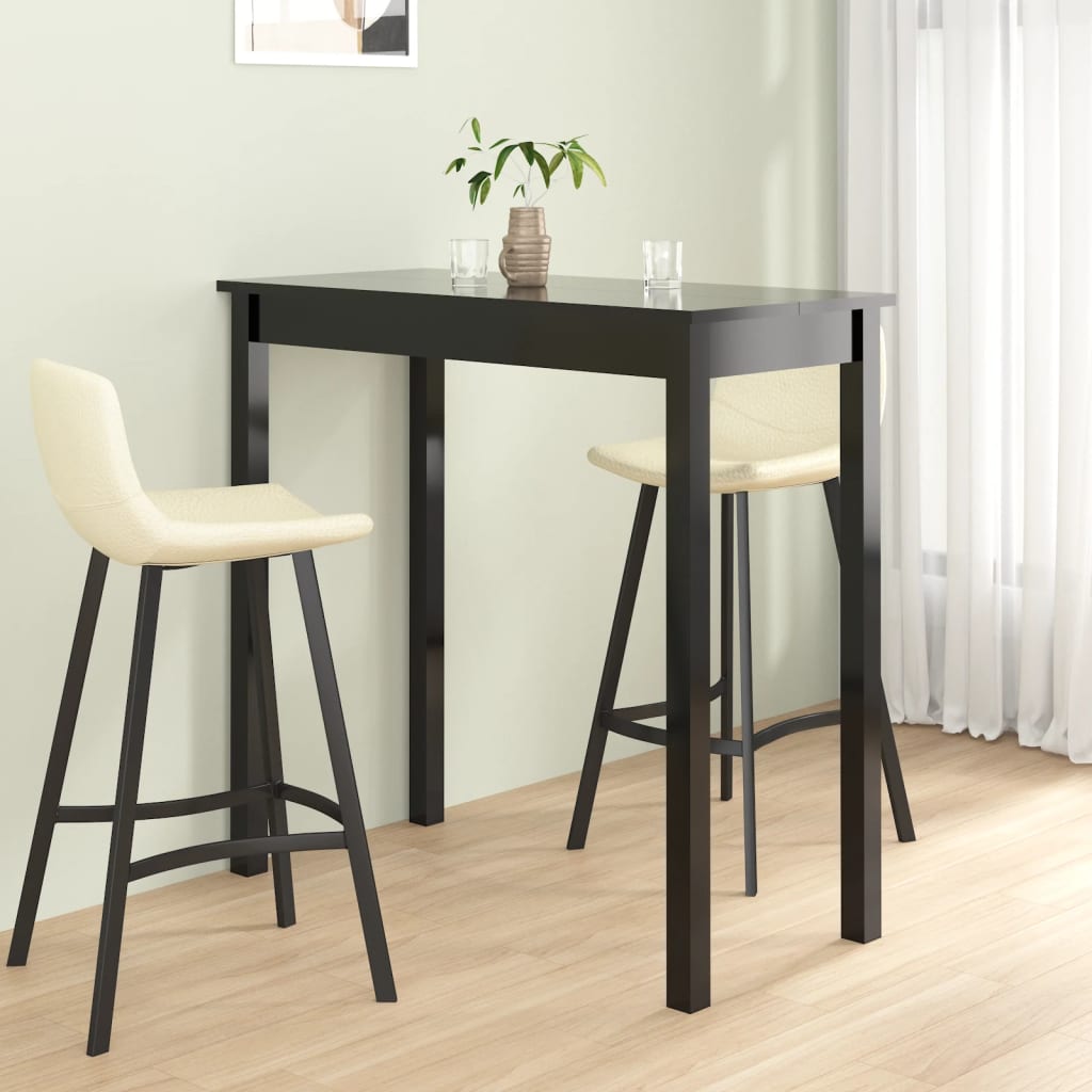 vidaXL Baro stalas, MDF, juodas, 115x55x107 cm