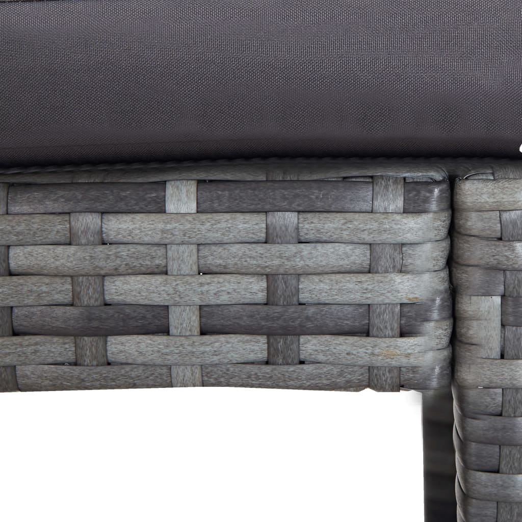 vidaXL Sodo baro komplektas su pagalvėmis, 7 dalių, pilkas, ratanas