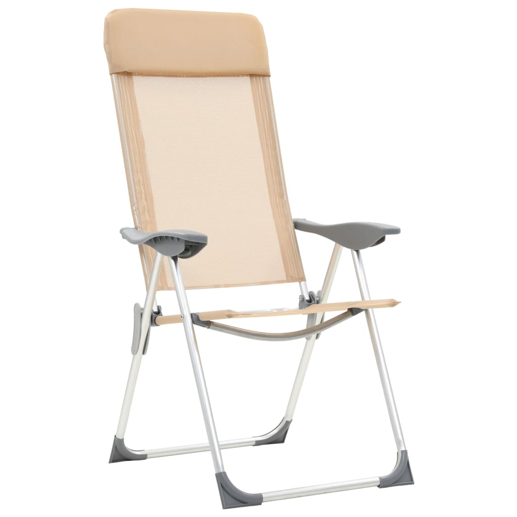 vidaXL Sulankstomos kempingo kėdės, 2 vnt., kreminės sp., aliuminis