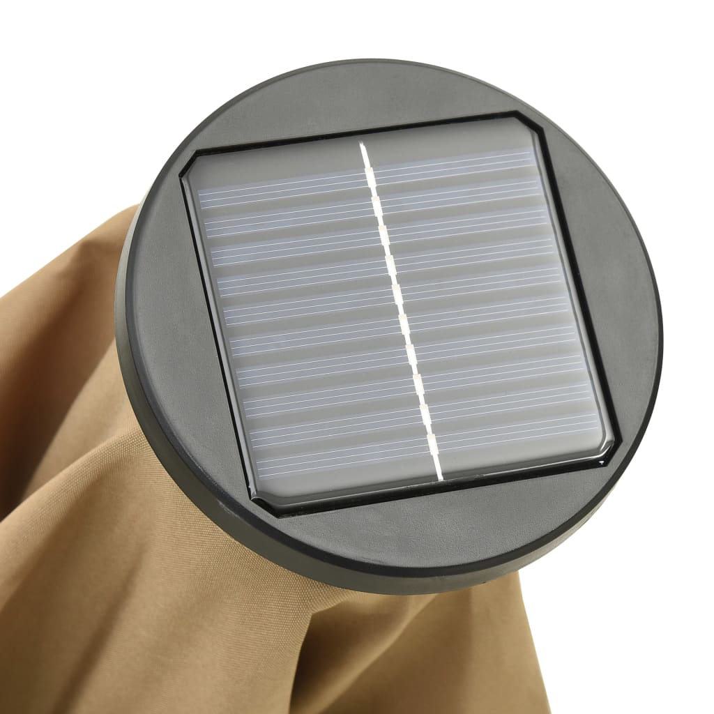 vidaXL Skėtis nuo saulės su LED, taupe, 200x211cm, aliuminis