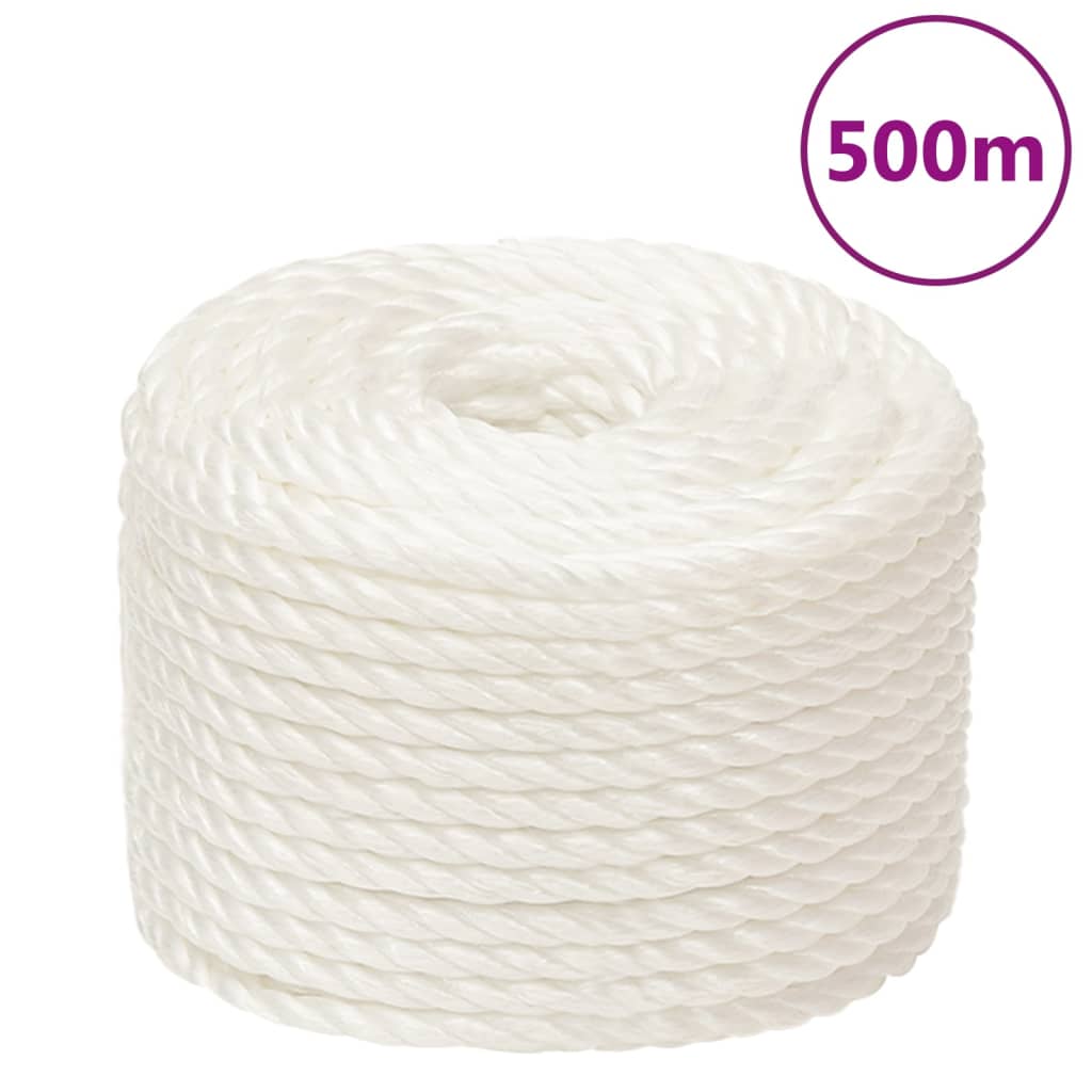 vidaXL Darbo virvė, baltos spalvos, 12mm, 500m, polipropilenas