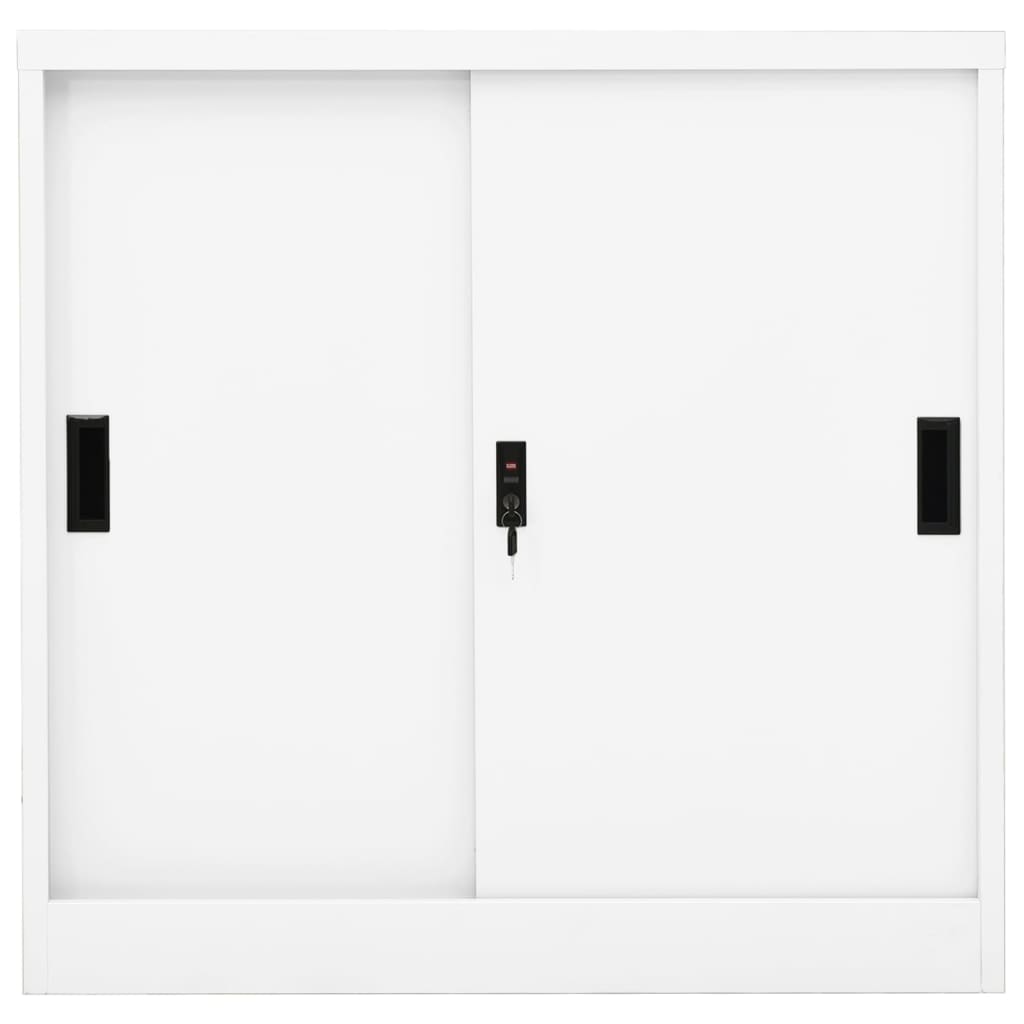 vidaXL Biuro spintelė su stumdomom durim, balta, 90x40x90cm, plienas