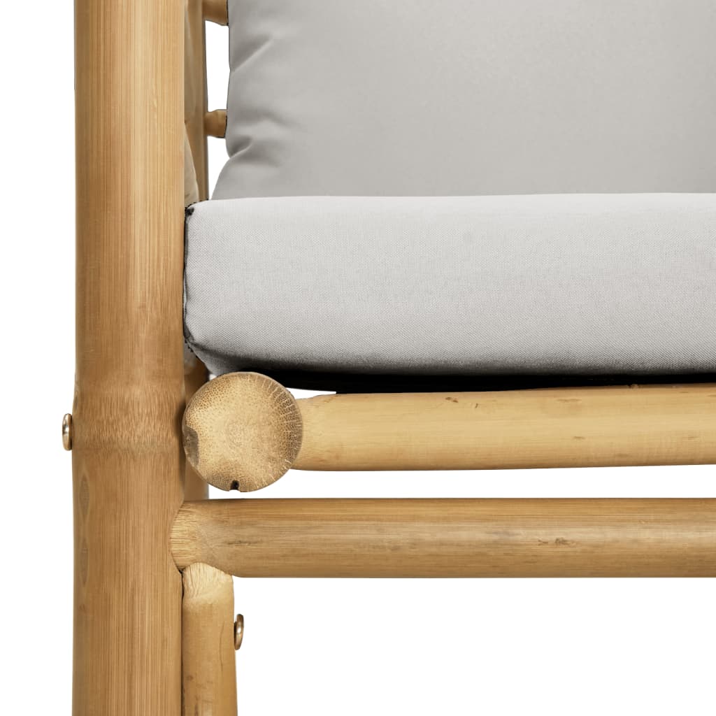 vidaXL Sodo sofos dalis su šviesiai pilkomis pagalvėlėmis, bambukas