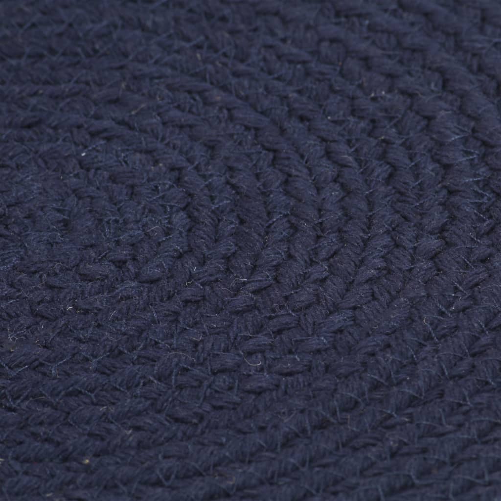 vidaXL Stalo kilimėliai, 6 vnt., mėlyni, 38cm, medvilnė, apvalūs