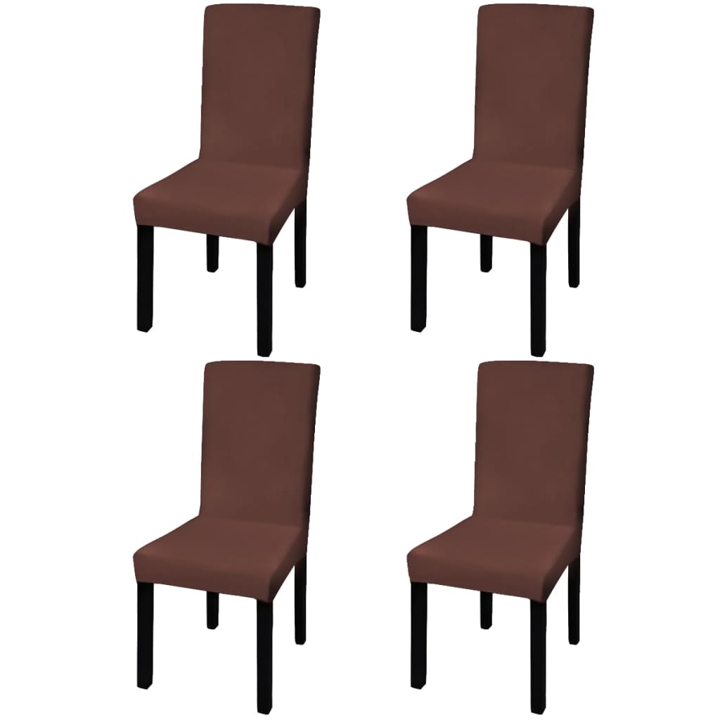 vidaXL Tiesūs įtempiami kėdžių užvalkalai, 4vnt., rudos spalvos